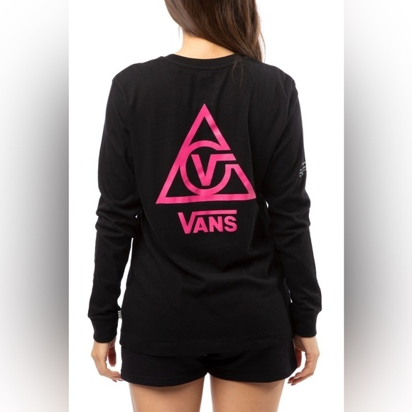 Vans Women’s 66 Supply Long Sleeve Tee in Black/Pink Size XS NWT - Picture 8 of 13